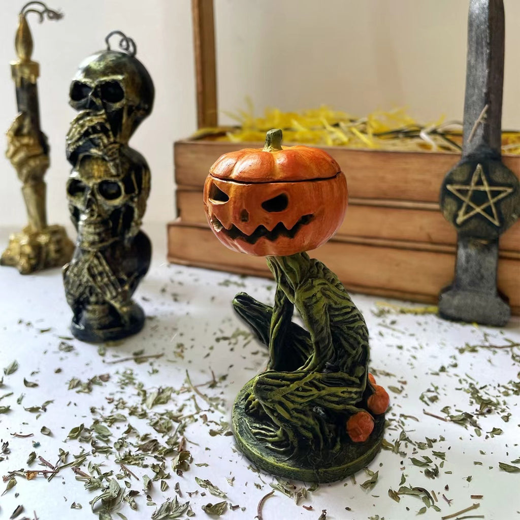 Halloween Pumpkin Candlestick Resin