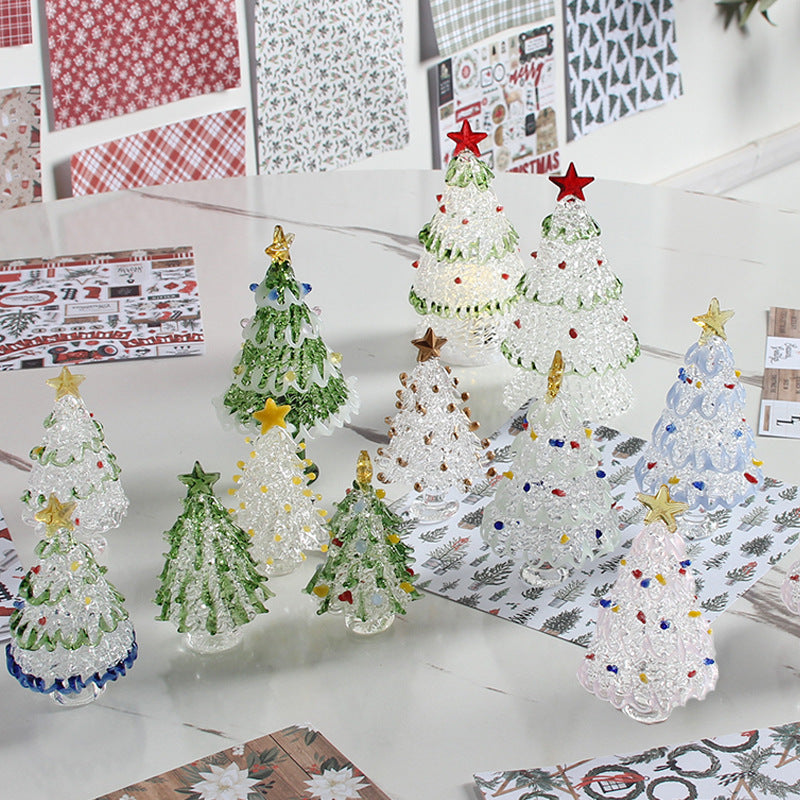 Glass Christmas Tree Table Top Ornaments