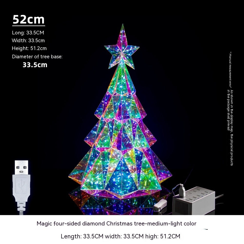 Colorful Christmas Tree Four-sided Diamond Luminous