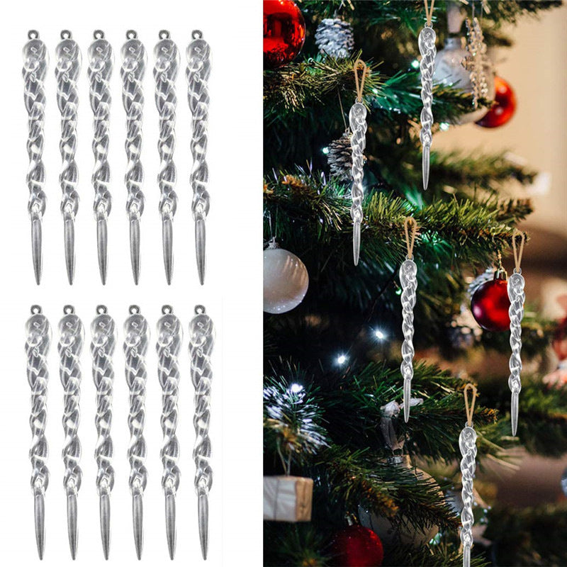 12 Icicle Christmas Tree Hanging Ornaments