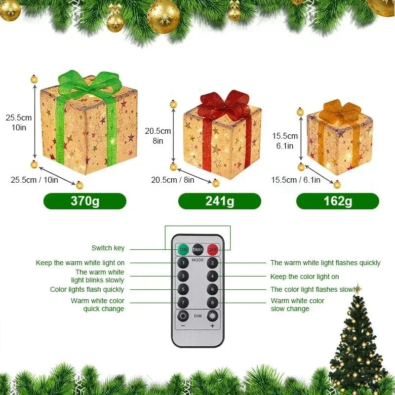 Luminous Christmas Gift Box 3 Piece Set