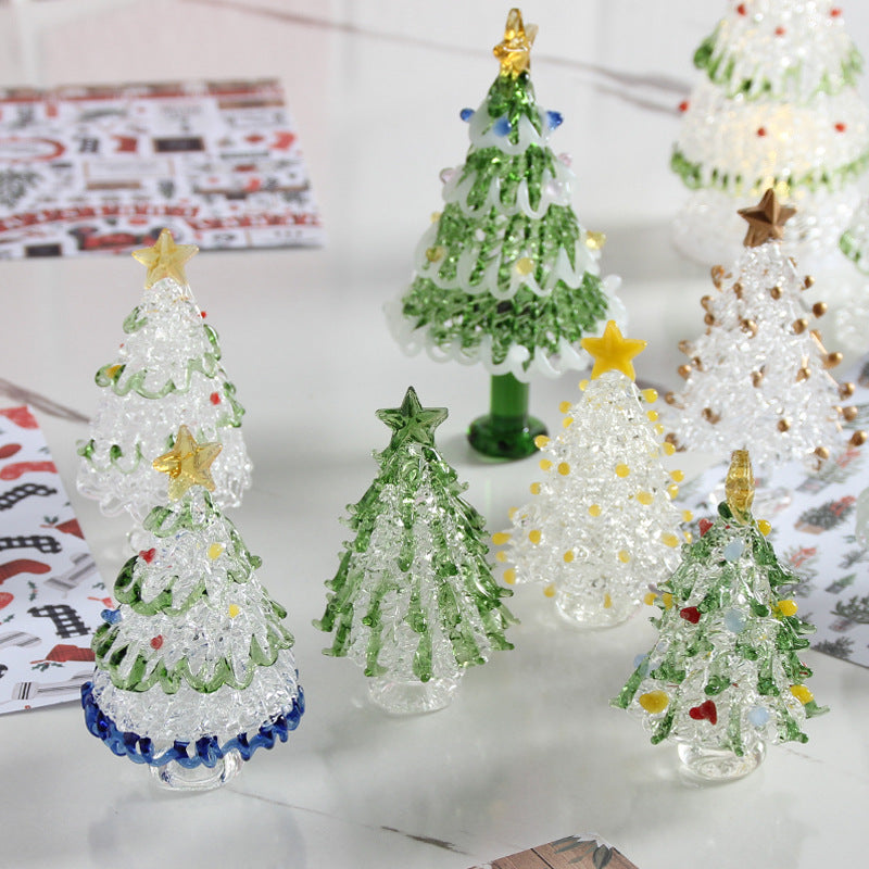 Glass Christmas Tree Table Top Ornaments