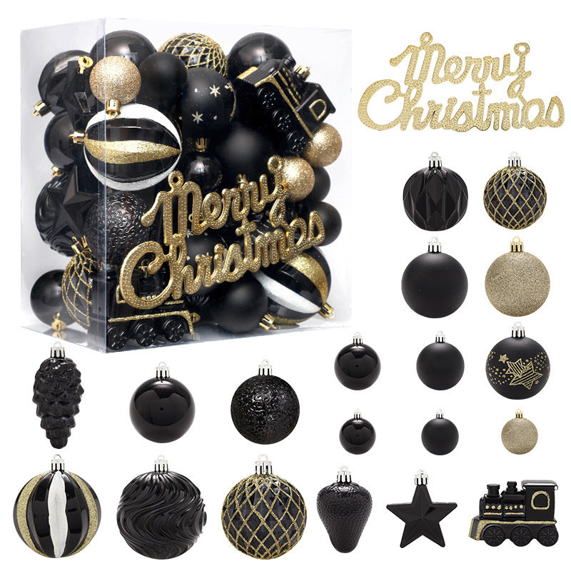 Black & Gold Christmas Ornaments Set