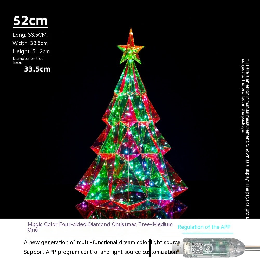 Colorful Christmas Tree Four-sided Diamond Luminous