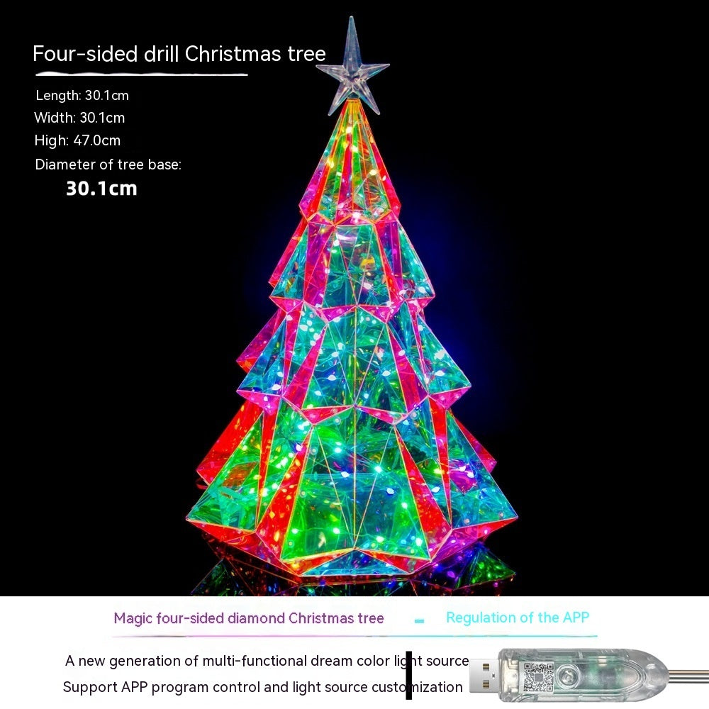 Colorful Christmas Tree Four-sided Diamond Luminous