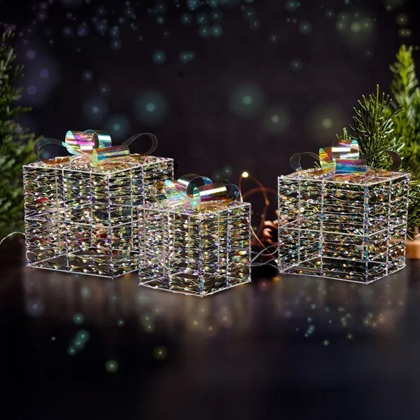 Luminous Iridescent Gift Boxes Set Of 3