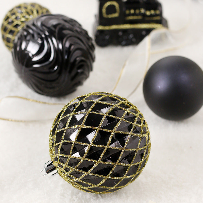 Black & Gold Christmas Ornaments Set