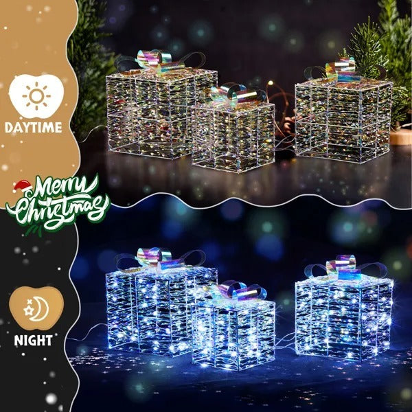Luminous Iridescent Gift Boxes Set Of 3