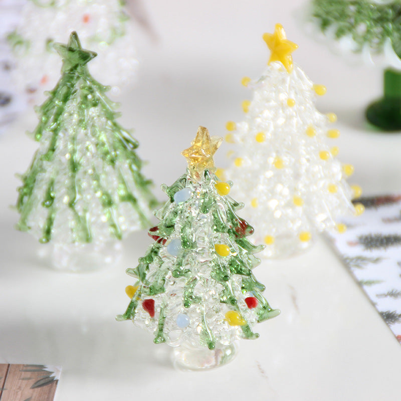 Glass Christmas Tree Table Top Ornaments