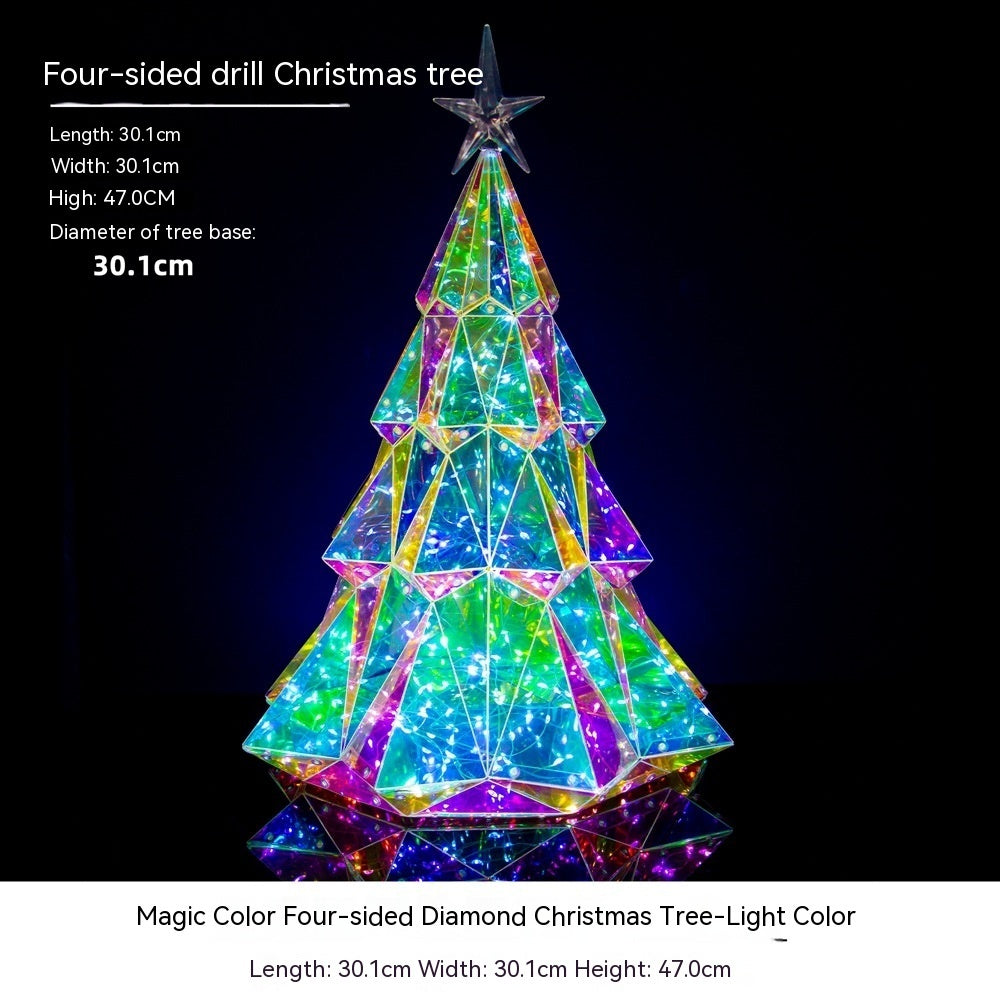 Colorful Christmas Tree Four-sided Diamond Luminous