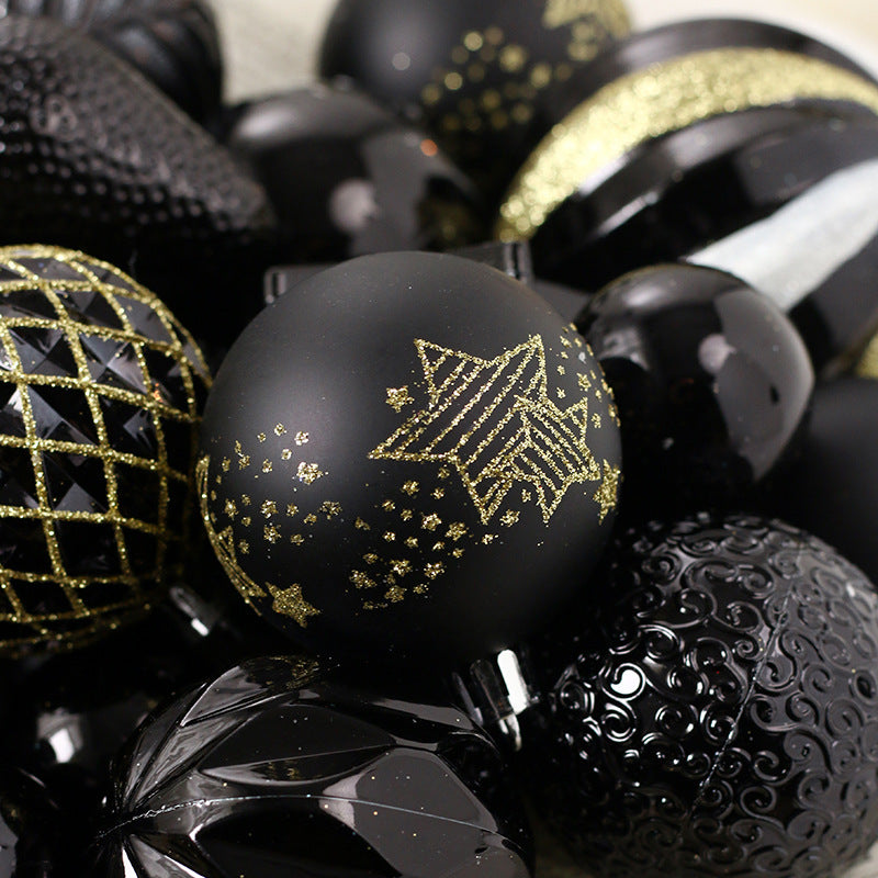Black & Gold Christmas Ornaments Set