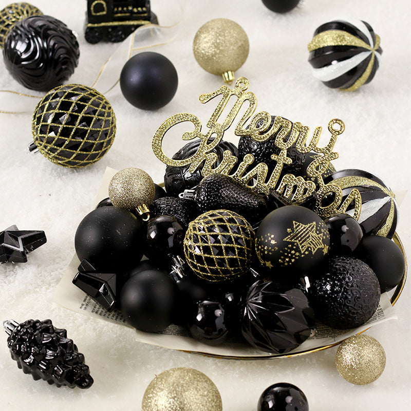 Black & Gold Christmas Ornaments Set